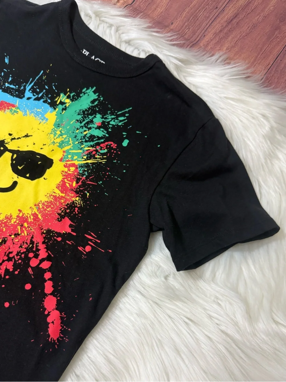 The Children’s Place Black Graphic T-Shirt - Boys Size  M (7/8)
